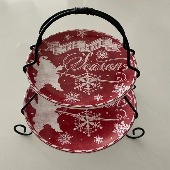 Christmas Appetizer Plates with tree holder - Picture 1 of 2